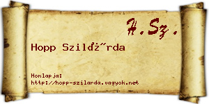 Hopp Szilárda névjegykártya