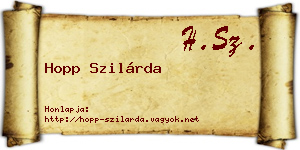 Hopp Szilárda névjegykártya